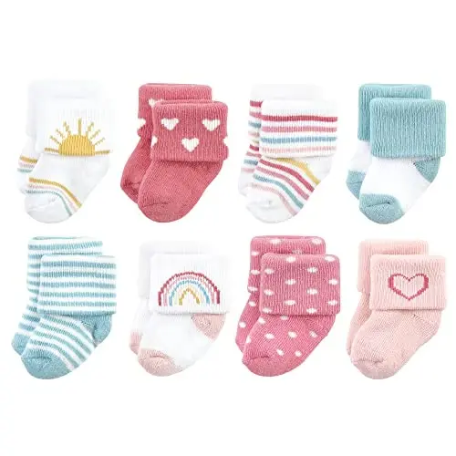 Hudson Baby Baby Girls' Cotton Rich Newborn and Terry Socks 