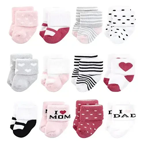 Hudson Baby Baby Girls' Cotton Rich Newborn and Terry Socks 