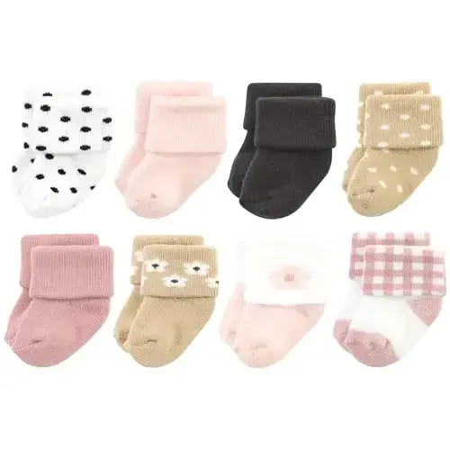 Hudson Baby Baby Girls' Cotton Rich Newborn and Terry Socks 
