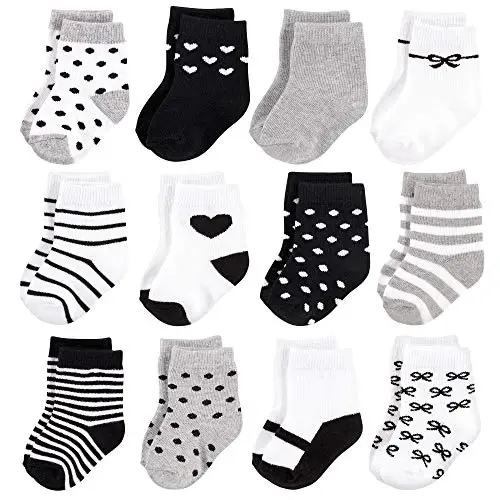 Hudson Baby Baby Girls' Cotton Rich Newborn and Terry Socks 