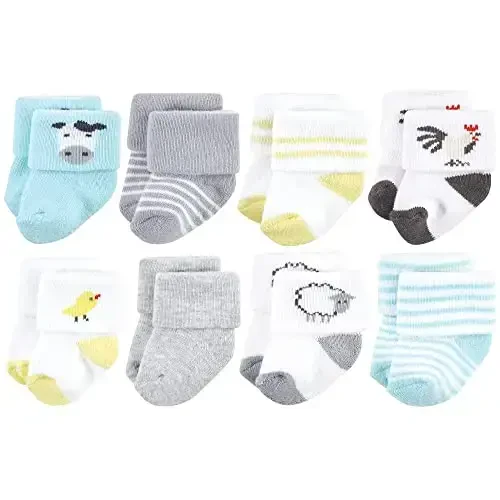 Hudson Baby Baby Girls' Cotton Rich Newborn and Terry Socks 