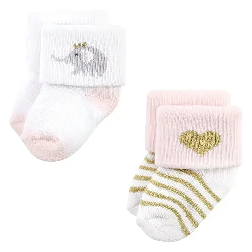 Hudson Baby Baby Girls' Cotton Rich Newborn and Terry Socks - 3