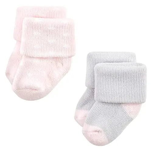 Hudson Baby Baby Girls' Cotton Rich Newborn and Terry Socks - 4