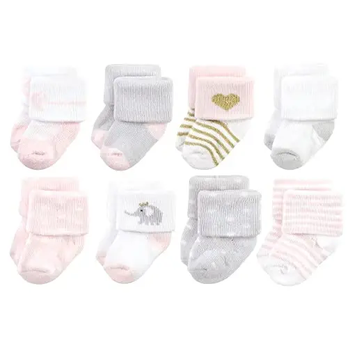 Hudson Baby Baby 8-pack Cotton Rich Newborn and Terry Socks 