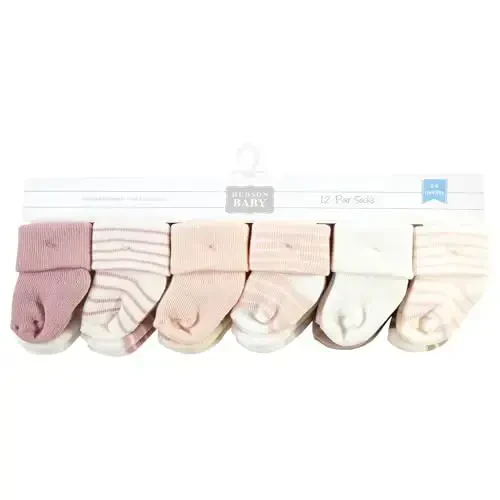 Hudson Baby Baby Girls' Cotton Rich Newborn and Terry Socks - 2