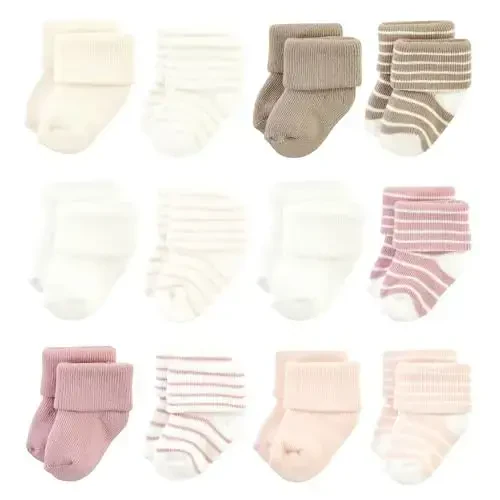 Hudson Baby Baby Girls' Cotton Rich Newborn and Terry Socks 