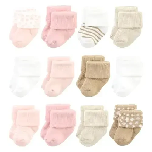 Hudson Baby Baby Girls' Cotton Rich Newborn and Terry Socks 
