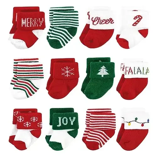 Hudson Baby Baby Girls' Cotton Rich Newborn and Terry Socks - 1