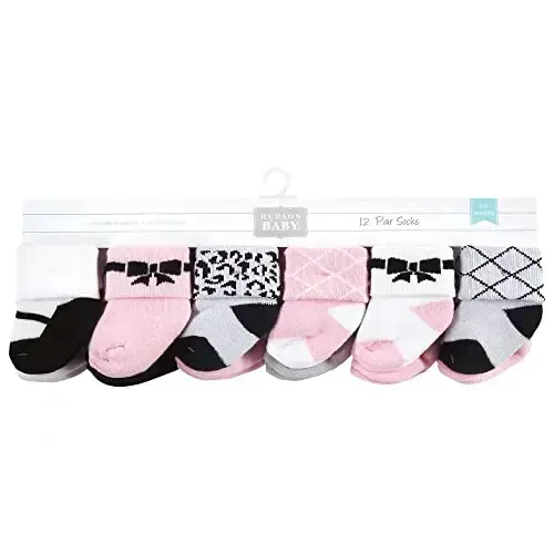 Hudson Baby Baby Girls' Cotton Rich Newborn and Terry Socks - 2