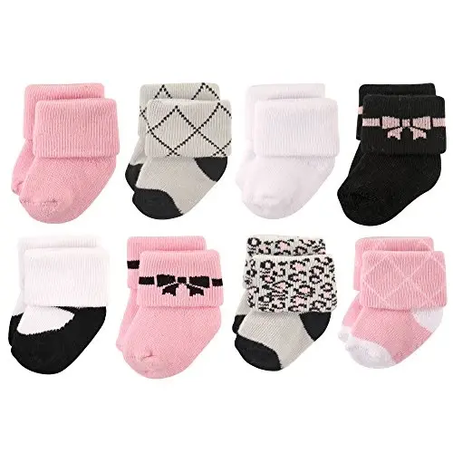 Hudson Baby Baby Girls' Cotton Rich Newborn and Terry Socks 