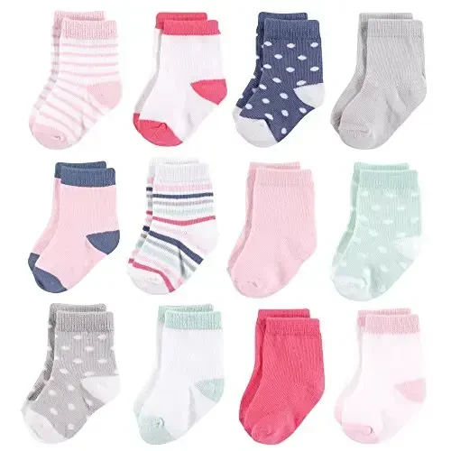 Hudson Baby Baby Girls' Cotton Rich Newborn and Terry Socks - 1