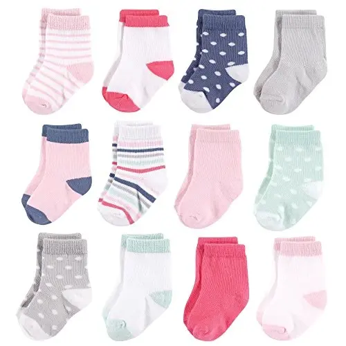 Hudson Baby Baby Girls' Cotton Rich Newborn and Terry Socks 