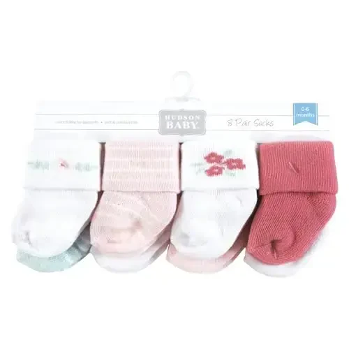 Hudson Baby Baby Girls' Cotton Rich Newborn and Terry Socks - 2