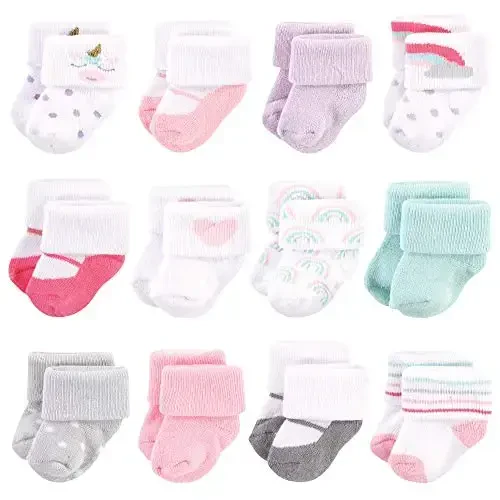 Hudson Baby Baby Girls' Cotton Rich Newborn and Terry Socks - BABYVISION INC.