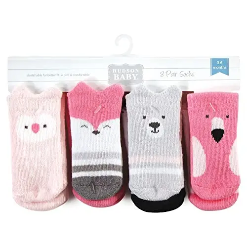 Hudson Baby Baby Girls' Cotton Rich Newborn and Terry Socks - 2