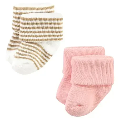 Hudson Baby Baby Girls' Cotton Rich Newborn and Terry Socks - 3