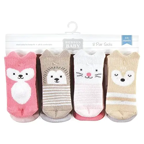 Hudson Baby Baby Girls' Cotton Rich Newborn and Terry Socks - 2