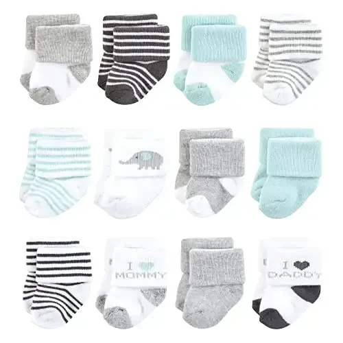 Hudson Baby Baby Girls' Cotton Rich Newborn and Terry Socks 