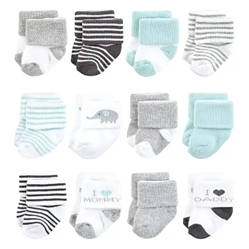 Hudson Baby Baby Girls' Cotton Rich Newborn and Terry Socks - 1