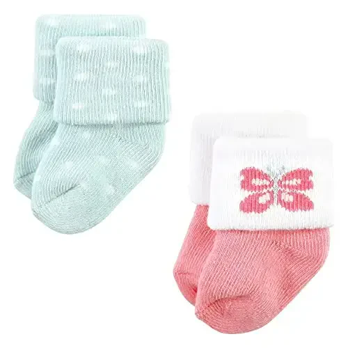 Hudson Baby Baby Girls' Cotton Rich Newborn and Terry Socks - 3