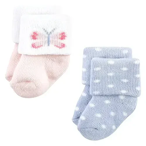 Hudson Baby Baby Girls' Cotton Rich Newborn and Terry Socks - 4