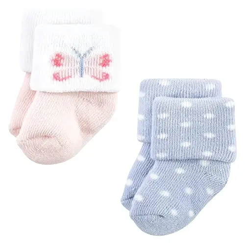 Hudson Baby Baby Girls' Cotton Rich Newborn and Terry Socks - 4