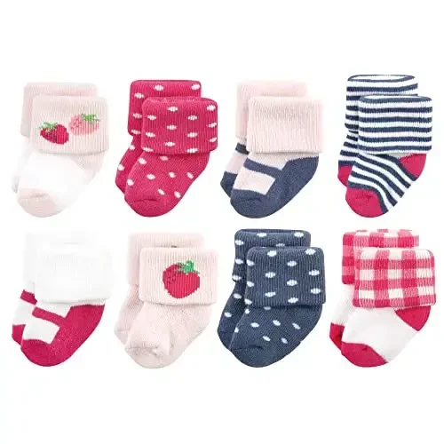Hudson Baby Baby Girls' Cotton Rich Newborn and Terry Socks 
