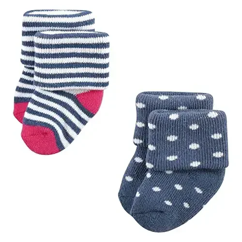Hudson Baby Baby Girls' Cotton Rich Newborn and Terry Socks - 3