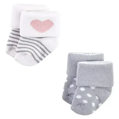 Hudson Baby Baby Girls' Cotton Rich Newborn and Terry Socks - 4