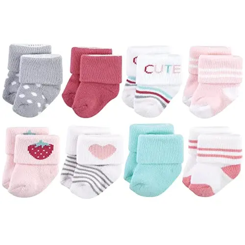Hudson Baby Baby Girls' Cotton Rich Newborn and Terry Socks - 1