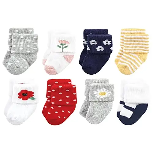 Hudson Baby Baby Girls' Cotton Rich Newborn and Terry Socks - 1
