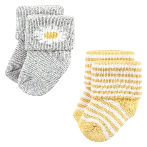 Hudson Baby Baby Girls' Cotton Rich Newborn and Terry Socks - 4