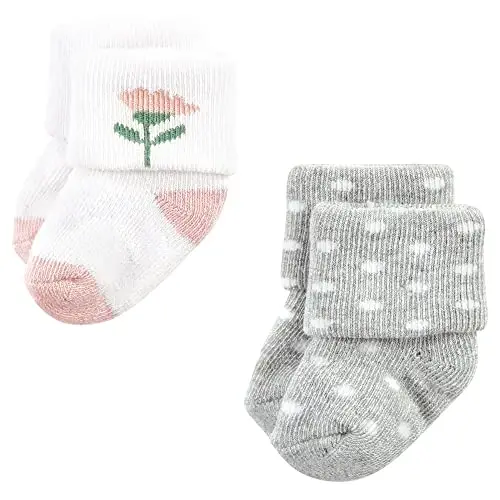 Hudson Baby Baby Girls' Cotton Rich Newborn and Terry Socks - 6