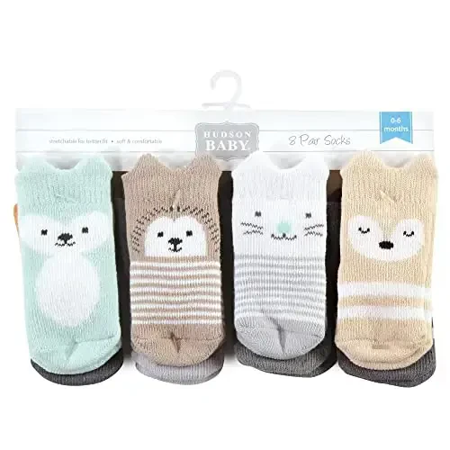 Hudson Baby Baby Girls' Cotton Rich Newborn and Terry Socks - 2