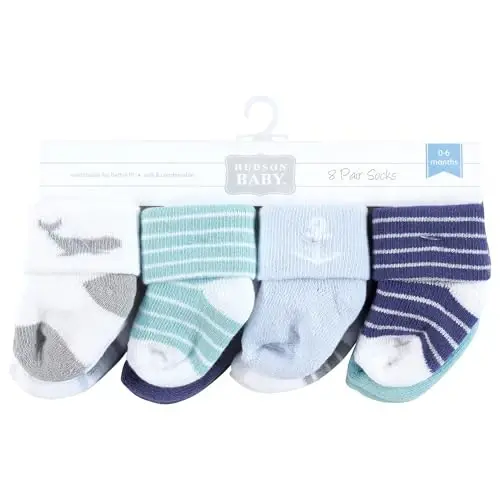 Hudson Baby Baby Girls' Cotton Rich Newborn and Terry Socks - 2