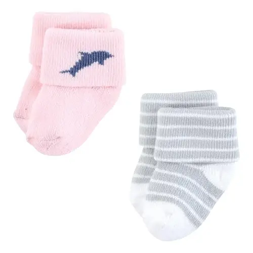 Hudson Baby Baby Girls' Cotton Rich Newborn and Terry Socks - 6