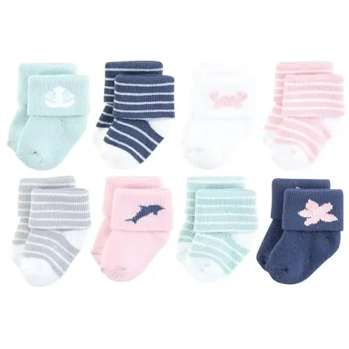 Hudson Baby Baby Girls' Cotton Rich Newborn and Terry Socks 