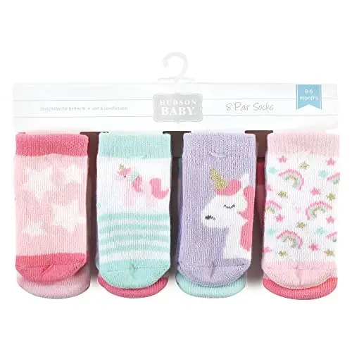 Hudson Baby Baby Girls' Cotton Rich Newborn and Terry Socks - 2