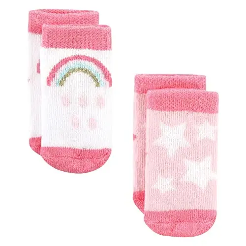 Hudson Baby Baby Girls' Cotton Rich Newborn and Terry Socks - 4