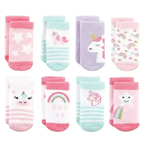 Hudson Baby Baby Girls' Cotton Rich Newborn and Terry Socks 