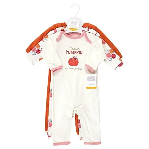 Hudson Baby Girls Unisex Cotton Coveralls, Cutest Pumpkin, 3-6 Months, Cutest Pumpkin, 3-6 Months US - 2