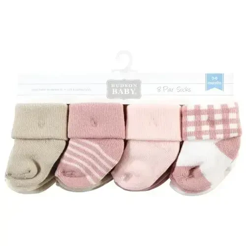Hudson Baby Baby Girls' Cotton Rich Newborn and Terry Socks - 2