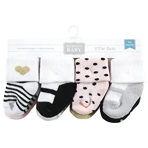 Hudson Baby Baby Girls' Cotton Rich Newborn and Terry Socks - 2