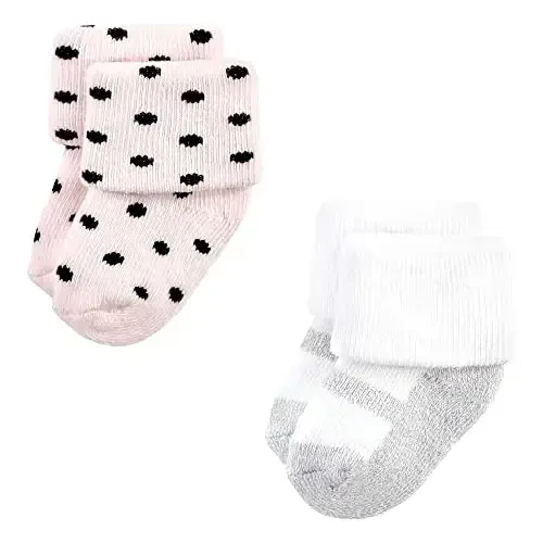 Hudson Baby Baby Girls' Cotton Rich Newborn and Terry Socks - 4