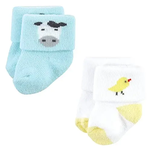 Hudson Baby Baby Girls' Cotton Rich Newborn and Terry Socks - 3