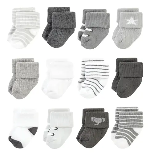 Hudson Baby Baby Girls' Cotton Rich Newborn and Terry Socks 
