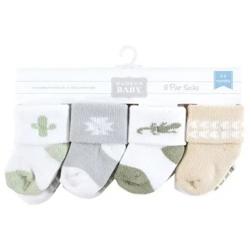 Hudson Baby Baby Girls' Cotton Rich Newborn and Terry Socks - 2