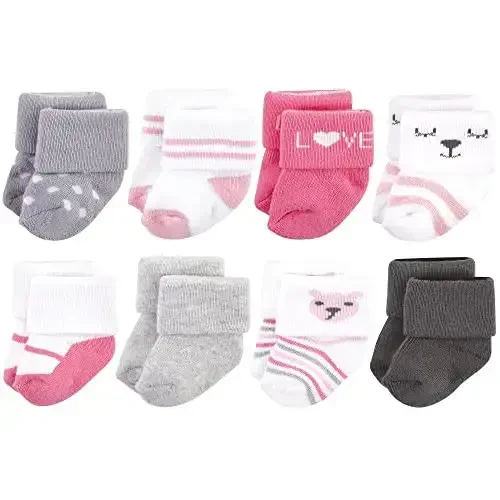 Hudson Baby Baby Girls' Cotton Rich Newborn and Terry Socks 