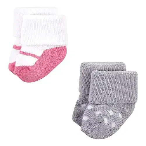 Hudson Baby Baby Girls' Cotton Rich Newborn and Terry Socks - 6