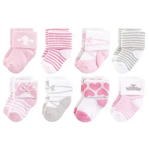 Hudson Baby Baby Girls' Cotton Rich Newborn and Terry Socks - BABYVISION INC.